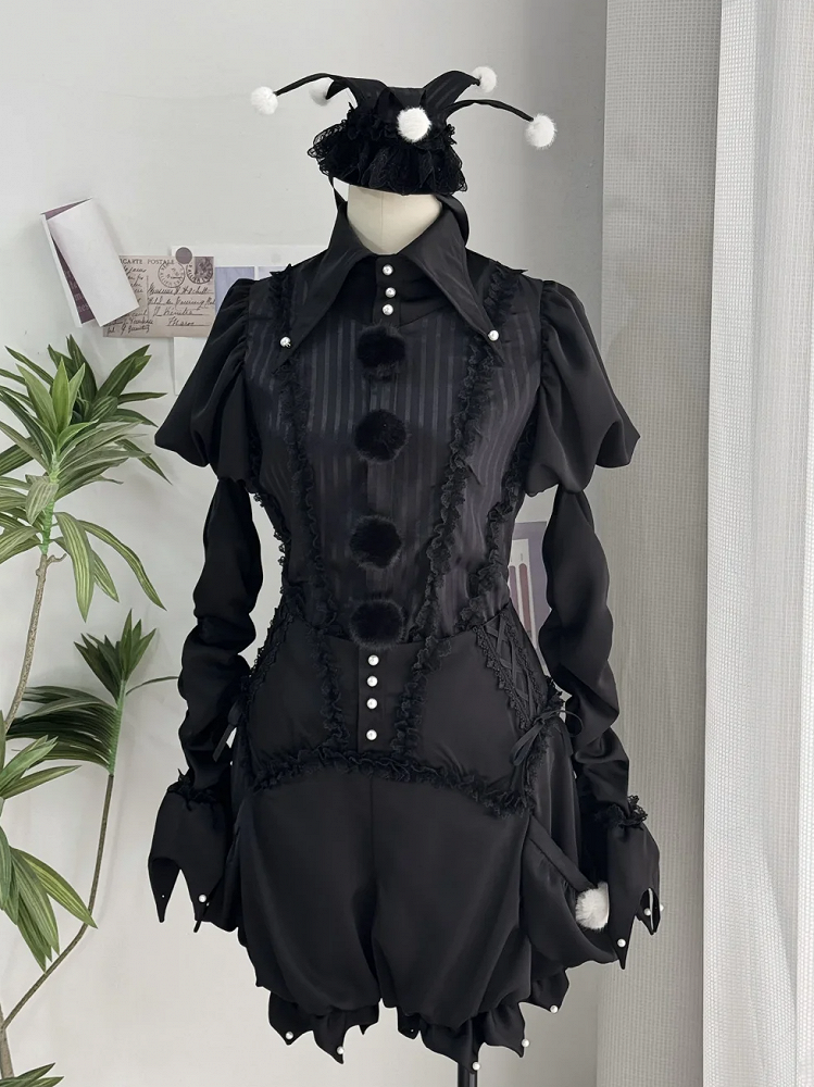 - Outfit Vibes Clown Spitzkragen Schwarz Lolita Ouji Circus