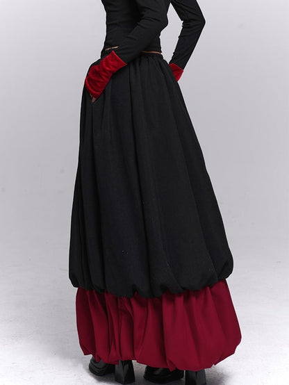 Black Bubble Skirt Gothic Red