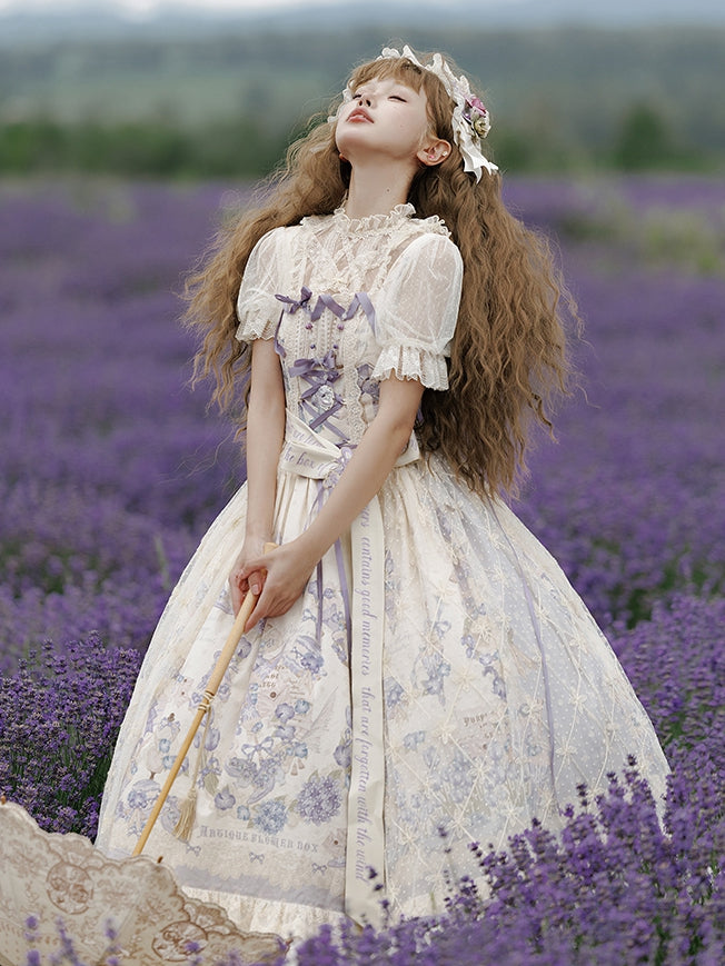 Purple Jumper Plus Lolita Skirt Print Classic Floral Sizes Available Elegant