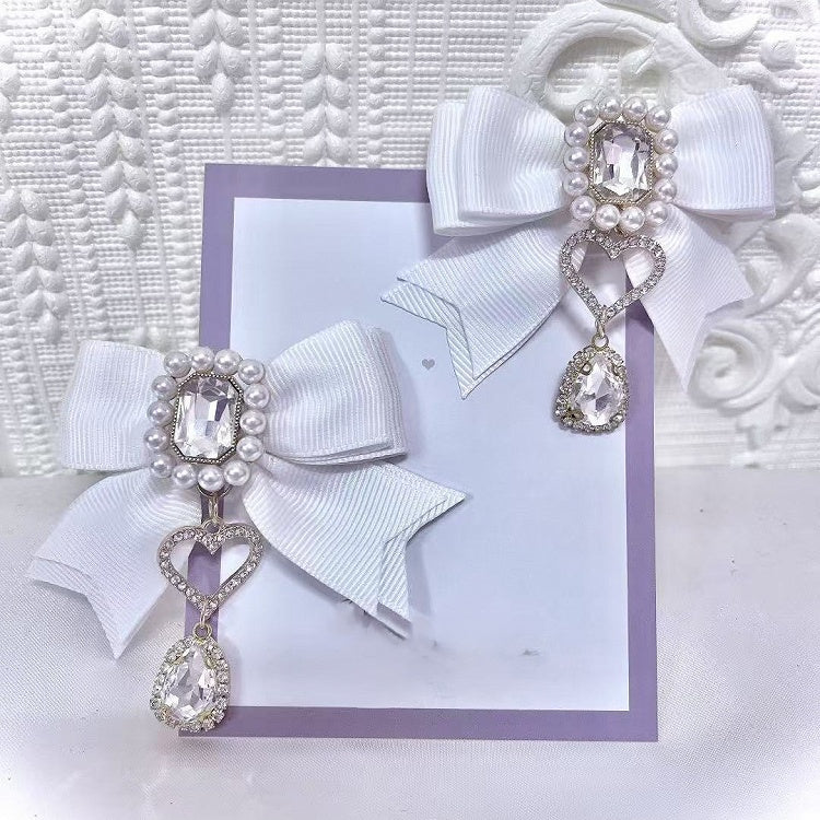 Bow Colors 7 with Hairclips Decorated Rhinestone