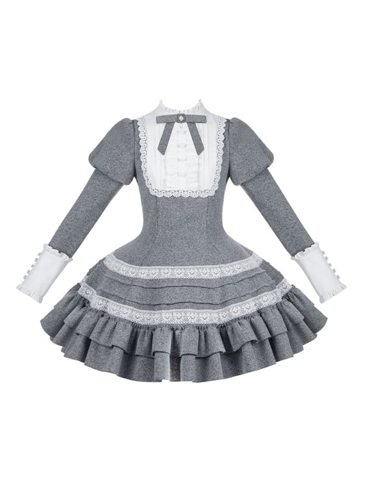 with Lolita Details Elegant Juliette Dress Gray Ruffle Short Flounce Version Sleeves