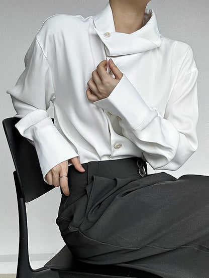 Asymmetrical Buttoned Placket Ouji with White Lolita Shirt Collar Vintage