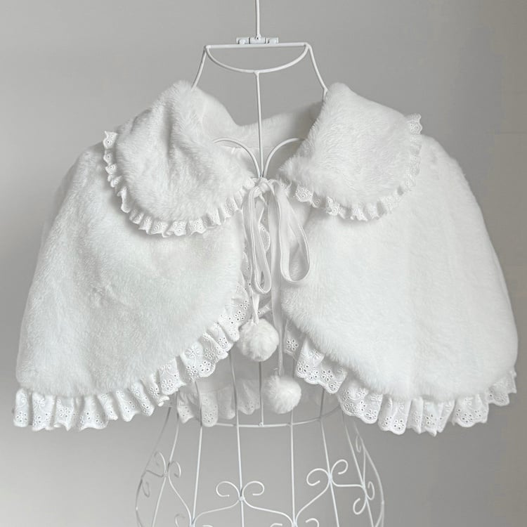 White Winter Lolita Plush Cape