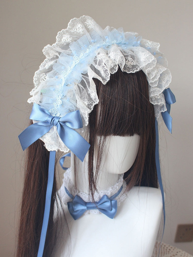 Hairband Lace Bowknot Dusty Details Trim Blue