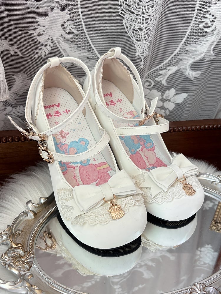 Mary Sweet Round White with Toe Top Lolita Bow Jane in