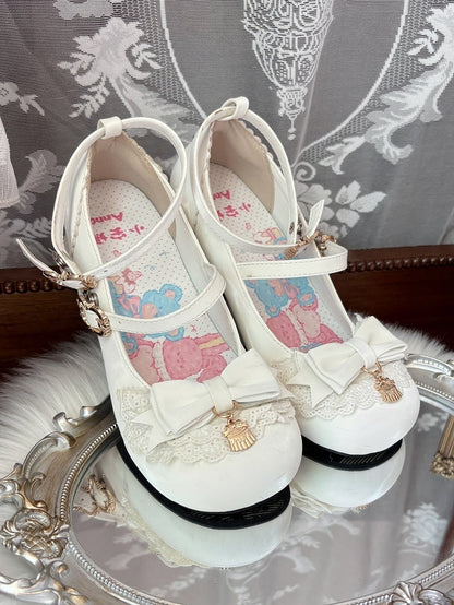 Mary Sweet Round White with Toe Top Lolita Bow Jane in