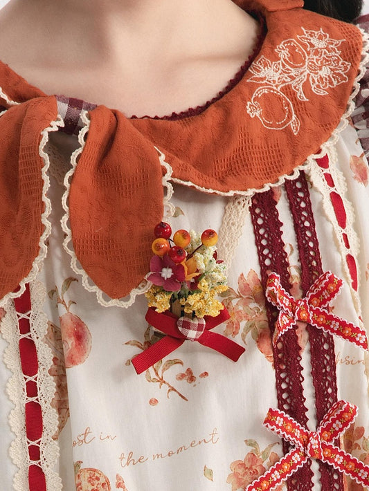 Floral Cottagecore Necklace Pendant Berry