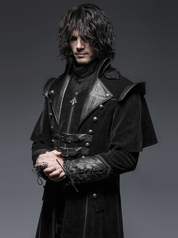 Long Coat Black Cool Men's Gothic Cloak
