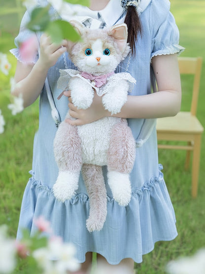 Backpack/Crossbody Cat Realistic Plush 3 Colors Devon Bag