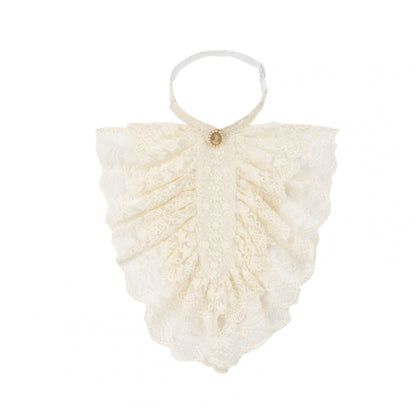 Beige / Schwarzer Spitzenjabot