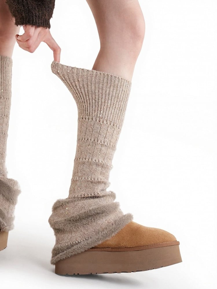 Knit Striped Sequin Leg Warmers - ModaSwings