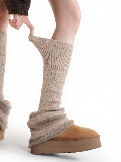Knit Striped Sequin Leg Warmers - ModaSwings