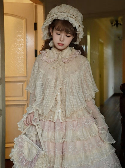 Beige Elegant Details Striped Lolita Shawl