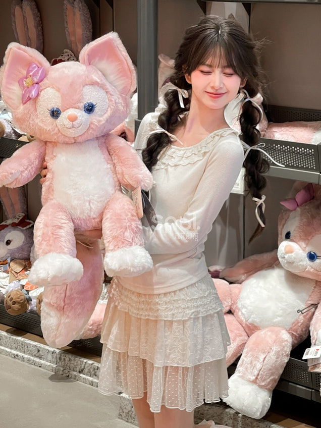 Weißes Slim-Fit-Top mit Rundhalsausschnitt und Spitzenbesatz