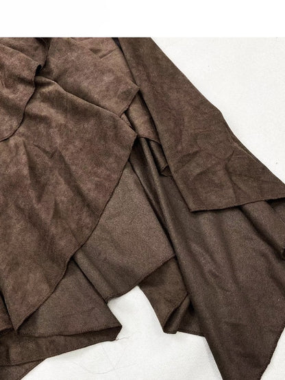 コーヒーヘムウェイストランドアシンメトリースカートブラウンパンク