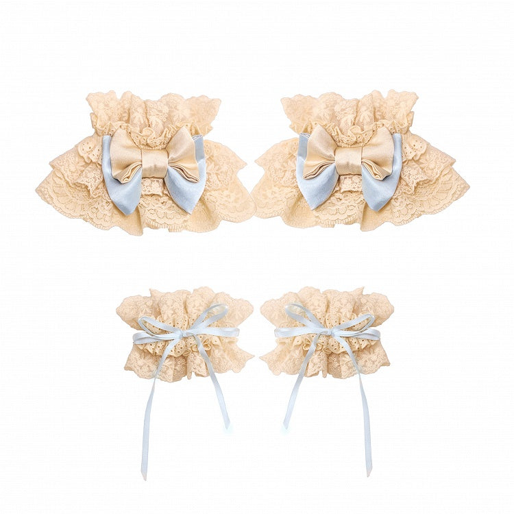 Apricot Ruffled Lace Arm and Wrist Cuffs Set - Blood Supply