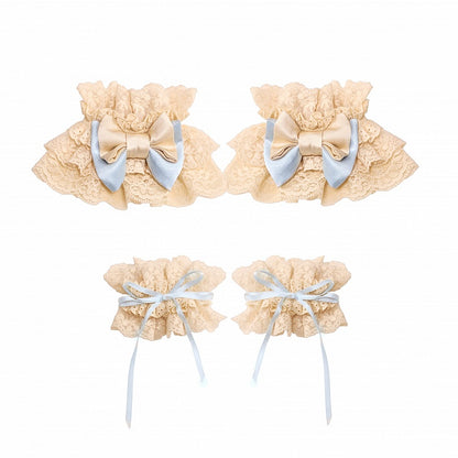 Apricot Ruffled Lace Arm and Wrist Cuffs Set - Blood Supply