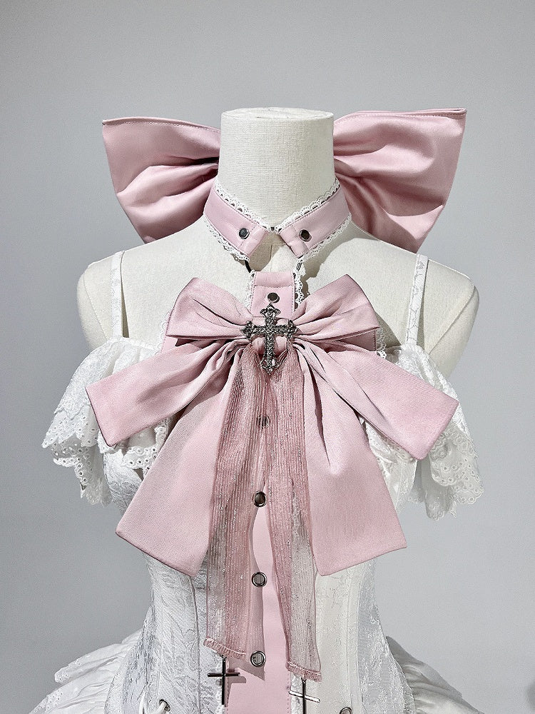 Träger Spaghetti JSK Lolita Rosa Balletcore Weißes Korsett + Kleid