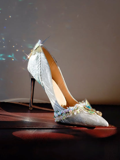 Silber 7,5 CM/10,5 CM Details Spitze Verzierte Heels Hohe Schmetterling