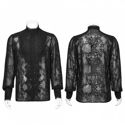 Men's Chiffon Black Shirt Romantic