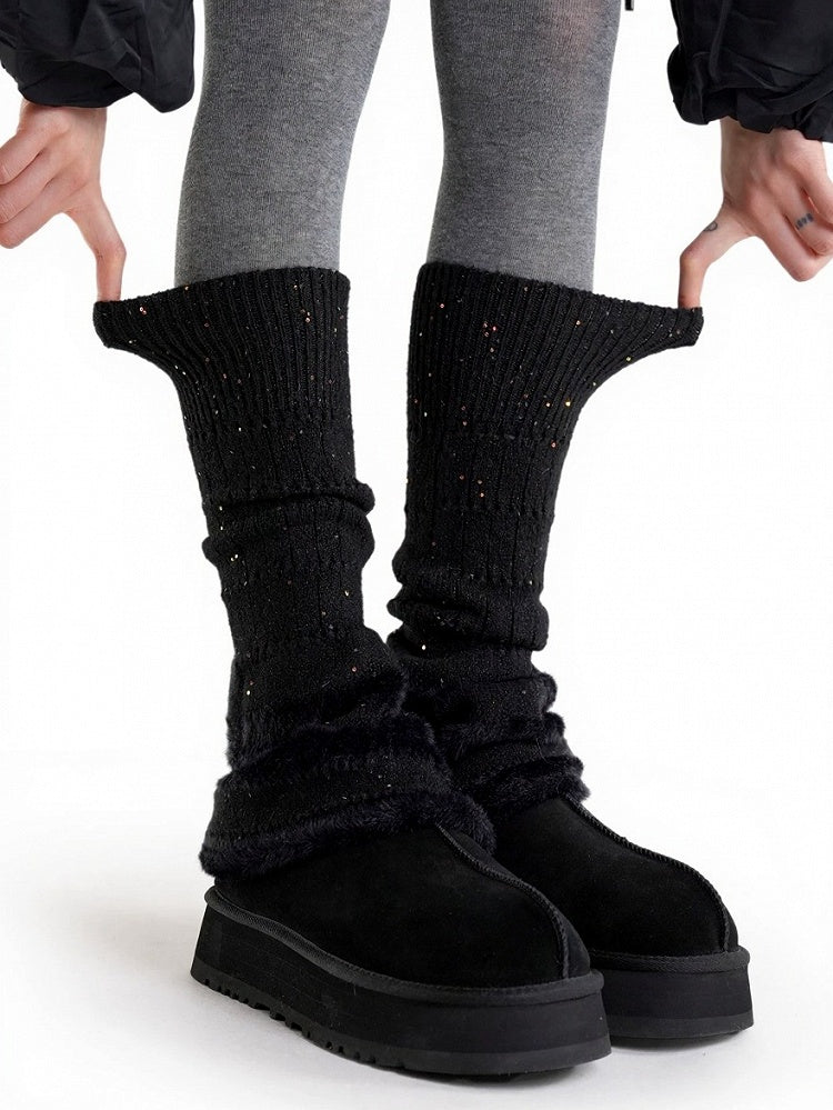 Knit Striped Sequin Leg Warmers - ModaSwings