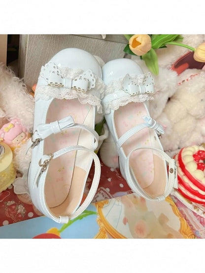 Sky Blue Kawaii Butterfly Bow Round Toe Mary Jane - MUMA Lolita