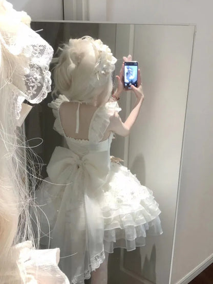 Beige Details 92CM Prinzessin Ausverkaufsgröße Pullover Schnürkleid für weiten Rock Set Pailletten Büste XL Schmetterling