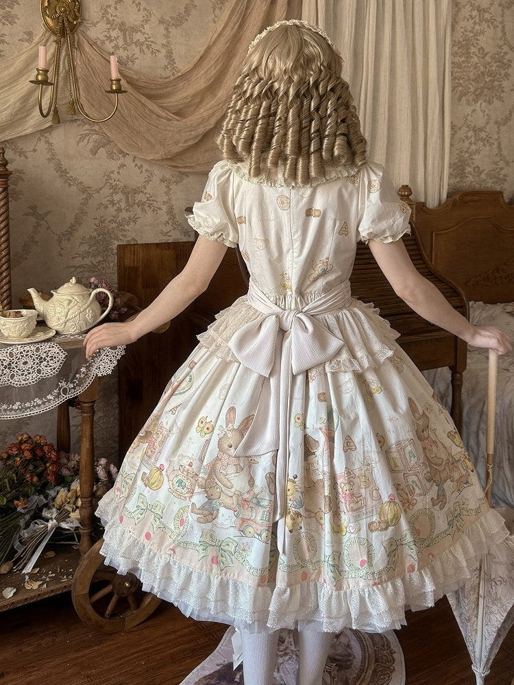 Bodice Toys Dress Embroidery Print Sleeves Teddy Lolita Short Sweet