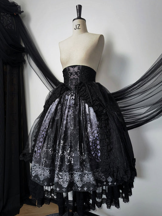 Skirt High Corset Belt Overlay with Waist Butterfly Gothic Embroidery Lolita