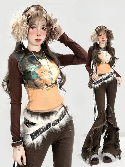 Kaffee süßes Kätzchen Cropped Top