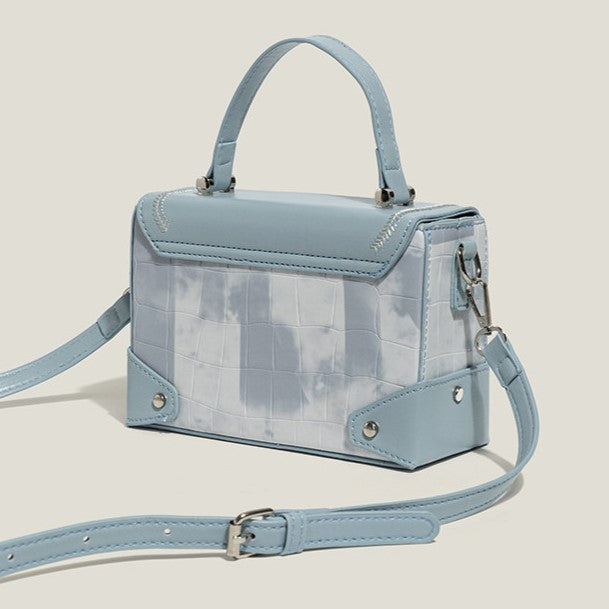 Box Turn-lock PU Bag Blue with Closure