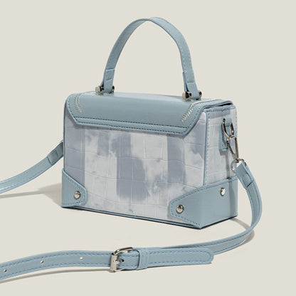Box Turn-lock PU Bag Blue with Closure