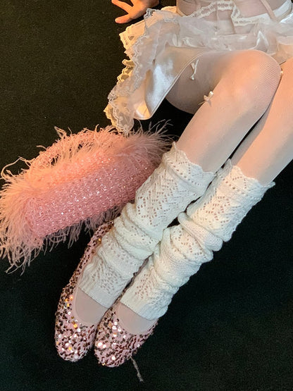 Knitted Warmers Leg Grey/Black/White