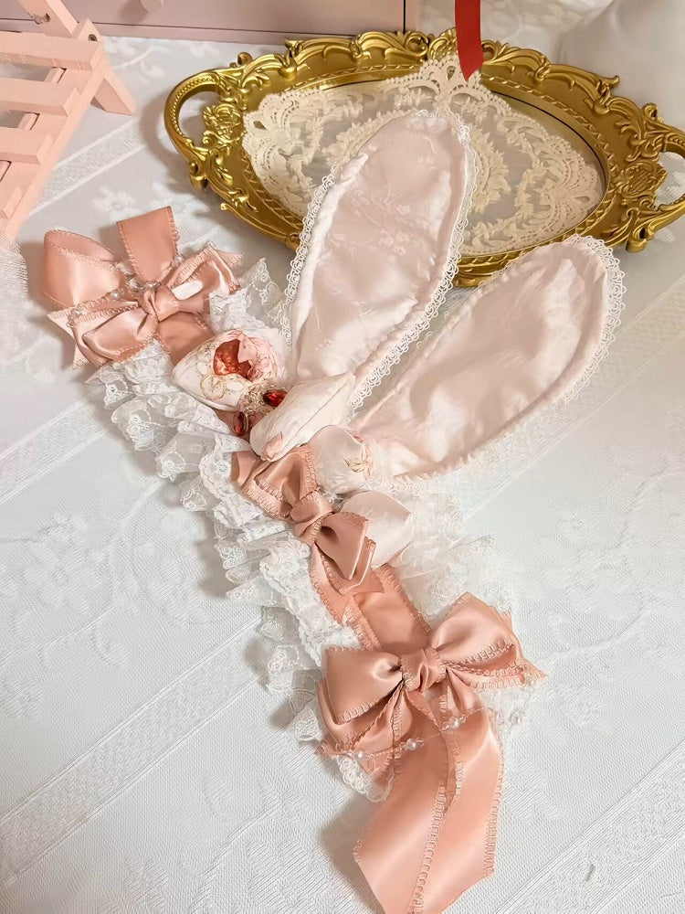 Pink and Blue Bunny Ear Lolita Hairband Adorned with Bow - PG Lullaby