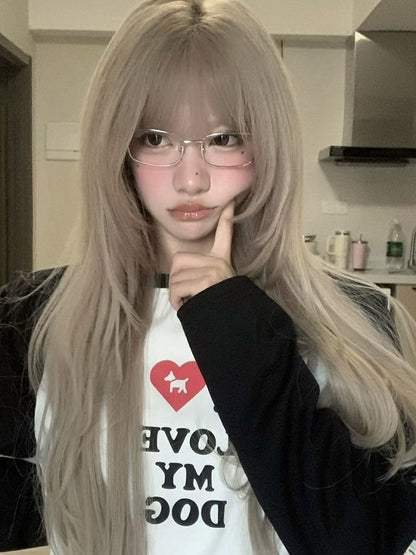 Wig 60CM Dusty Straight with Bangs Brown Full