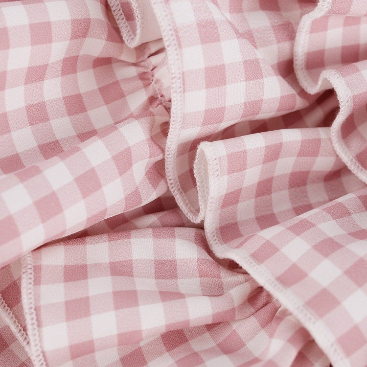 Pink Gingham Tiered Skirt with Shorts - serendipity