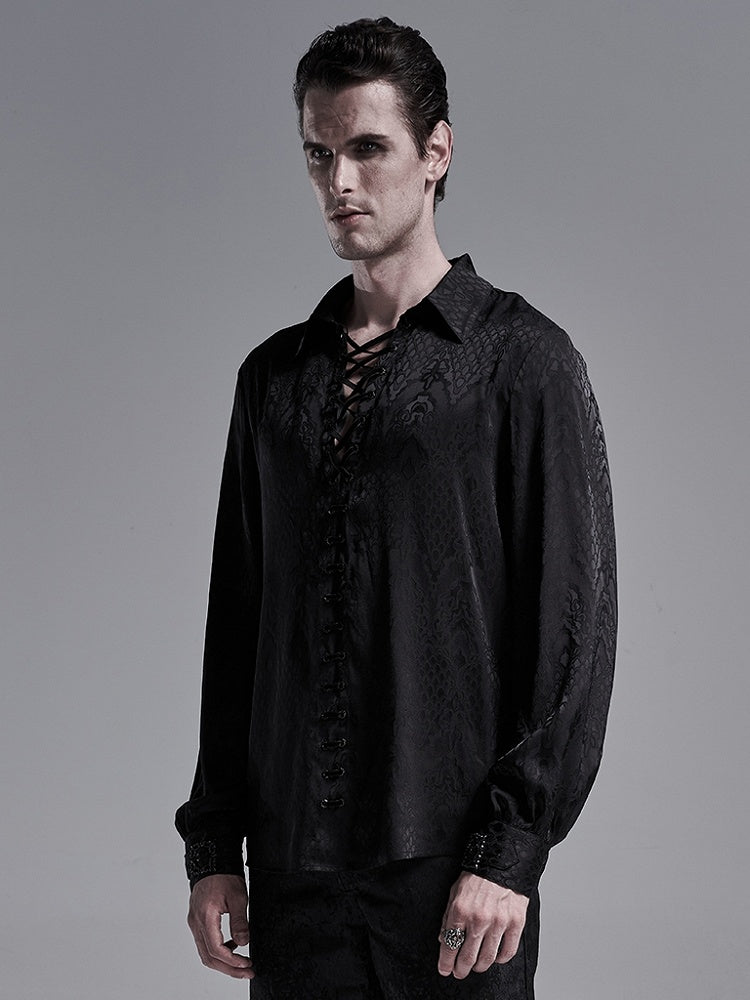 Black Men's Gothic Jacquard Shirt