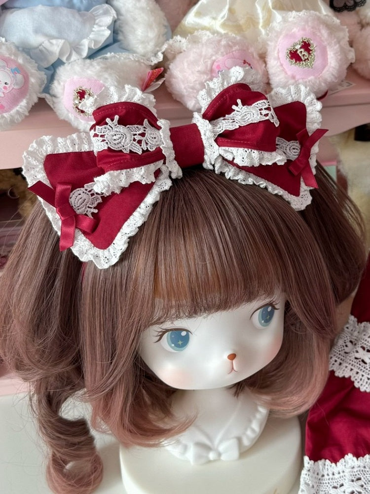 Red/Black KC Bowknot Lace Trim Pink/Wine