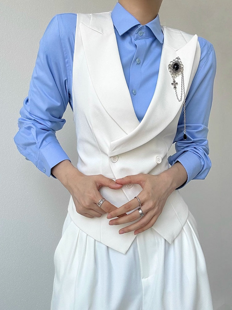 Charm Stone Lolita Vintage Brooch Obsidian with Silver Ouji Black Cross