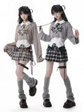Knit Coverup Gray/Khaki V-neck Butterfly Print Hooded