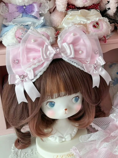 Pink/WhiteRed Decorated Rhinestone KC Bowknot