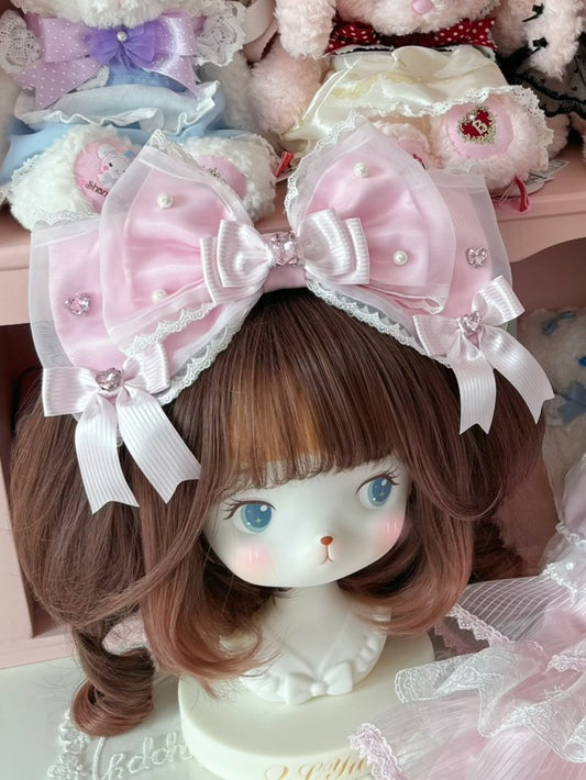 Pink/WhiteRed Decorated Rhinestone KC Bowknot