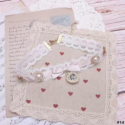 Options Bowknot Color Charm Heart Jirai Lace Kei 18 Choker