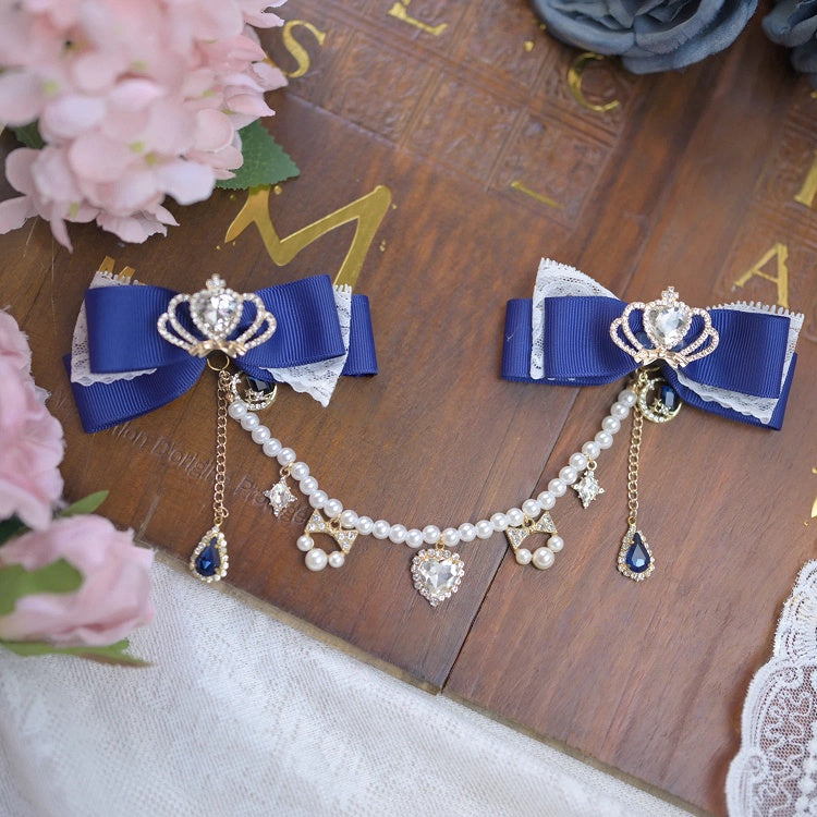 Jirai Chain with Colors Beaded Hairclips Bowknot Kei 6 Crown