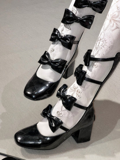 Black Lolita Square Toe Back Zip Boots 6.5CM 3CM Heel Height - EvilStar