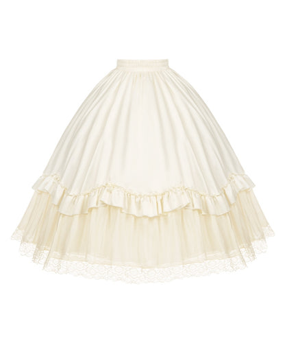 Beige Length Tea Elastic Under Waist Skirt