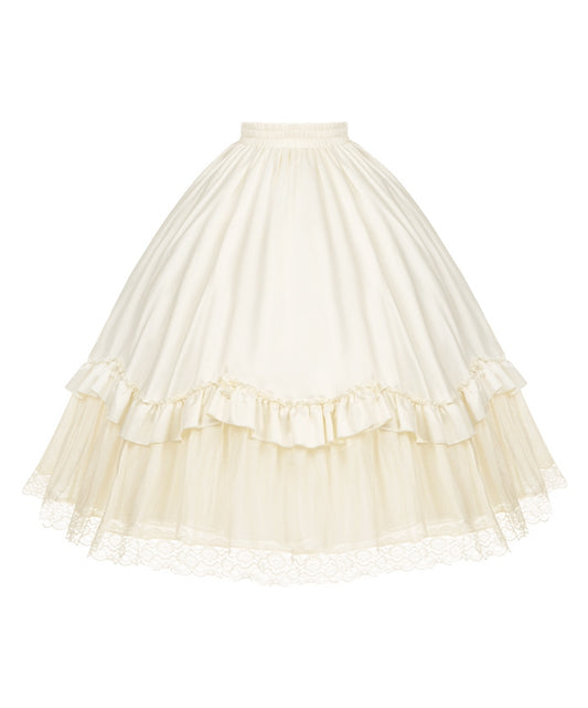 Beige Length Tea Elastic Under Waist Skirt