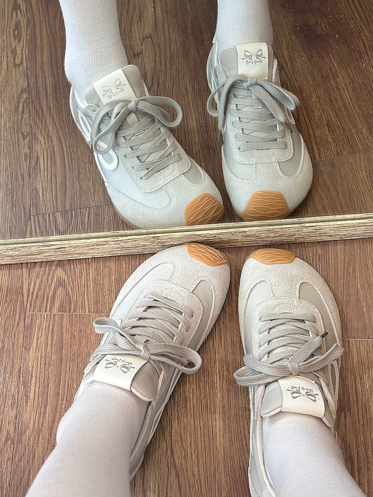 Front Ties Sneakers Lace-up Gray Design Bowknot