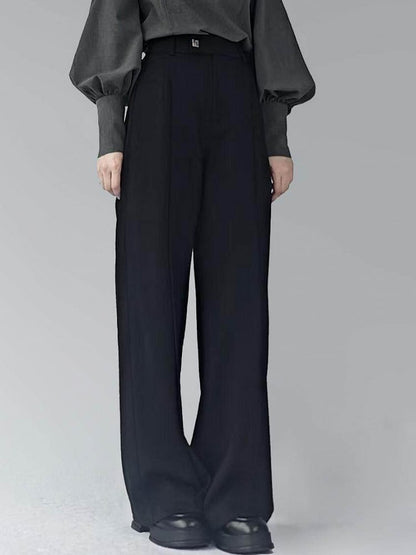 Lolita Cut Elastic for Flexible Straight Partial Design with - Waistband Pants Unisex Black