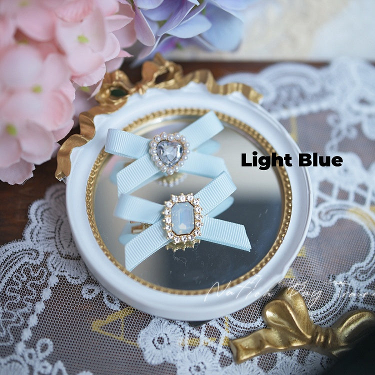 Colors Beaded Rhinestone Jirai Kei Mini Bow Hairclips 5